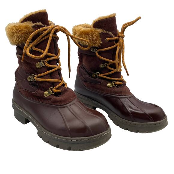 BareTraps Women's Brown Suede Leather Rubber Waterproof Snow Boots Size 6M - Picture 1 of 8